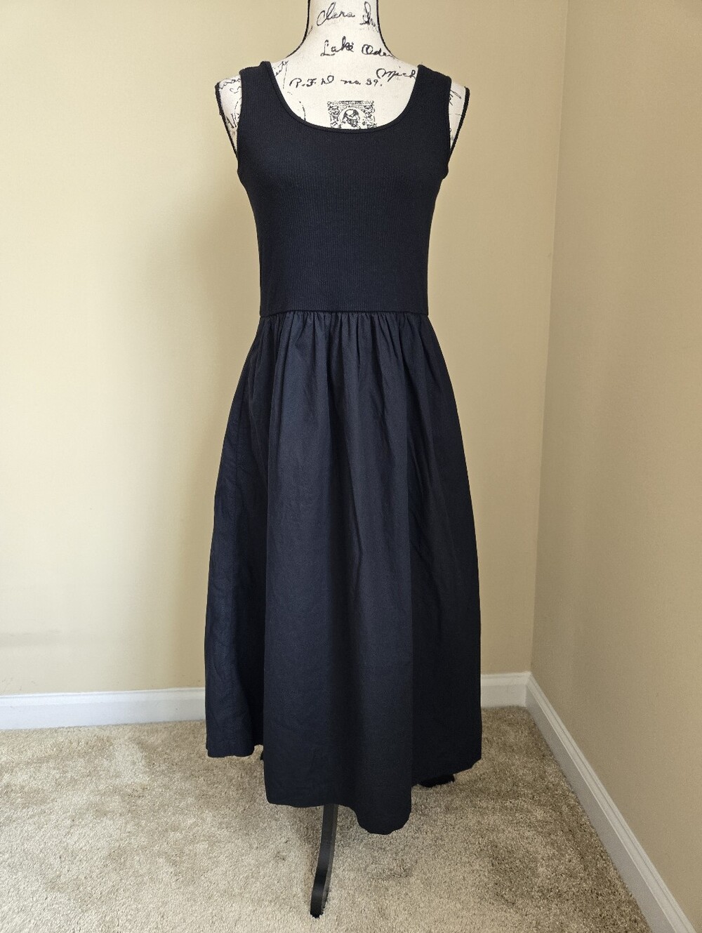Talbots Mixed Media Dress Womens XS Black Sleeveless